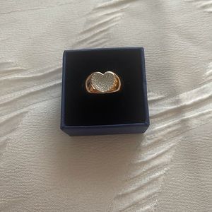 Swarovski Women's Ring Even Clear Crystal Wide Rose Gold Plated, Size 6